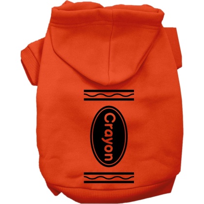 Crayon Costume Screen Print Dog Hoodie Orange Size XS