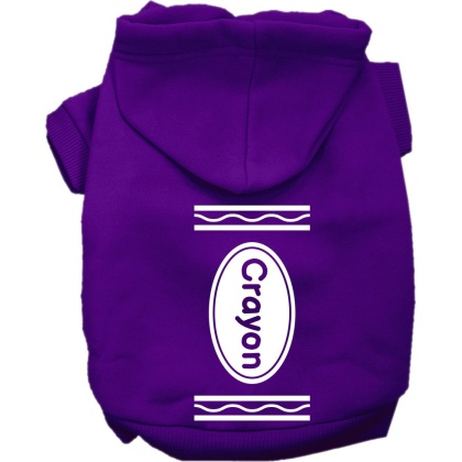 Crayon Costume Screen Print Dog Hoodie Purple Size XS