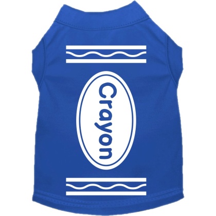 Crayon Costume Screen Print Dog Shirt Blue Size XS