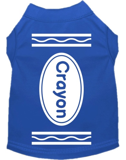 Crayon Costume Screen Print Dog Shirt Blue Size XS