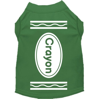 Crayon Costume Screen Print Dog Shirt Green Size XS