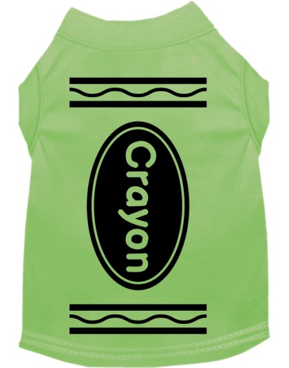 Crayon Costume Screen Print Dog Shirt Lime Green Size XS