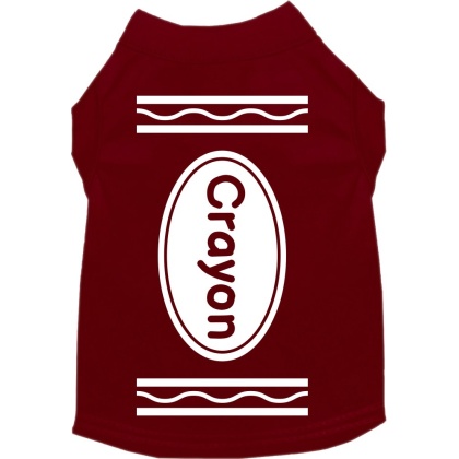 Crayon Costume Screen Print Dog Shirt Maroon Size XS