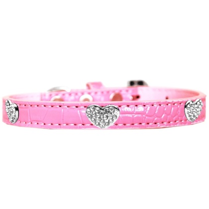 Croc Crystal Heart Dog Collar Light Pink Size 10
