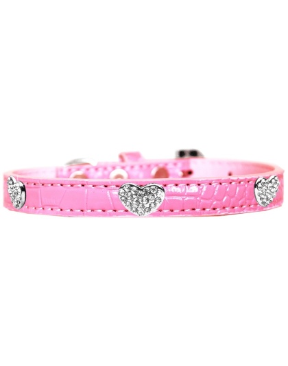 Croc Crystal Heart Dog Collar Light Pink Size 10