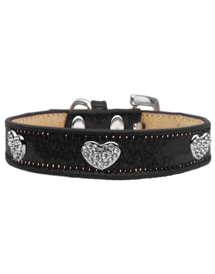 Crystal Heart Dog Collar Black Ice Cream Size 10