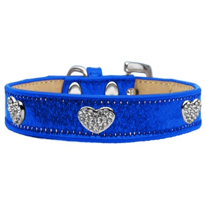 Crystal Heart Dog Collar Blue Ice Cream Size 10