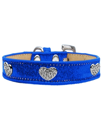 Crystal Heart Dog Collar Blue Ice Cream Size 10