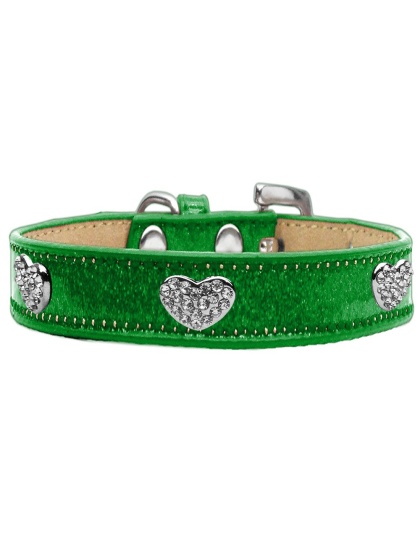 Crystal Heart Dog Collar Emerald Green Ice Cream Size 10