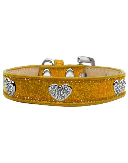 Crystal Heart Dog Collar Gold Ice Cream Size 10