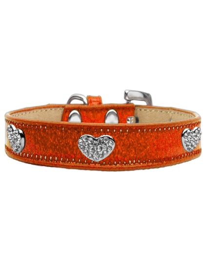Crystal Heart Dog Collar Orange Ice Cream Size 10