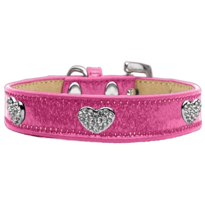 Crystal Heart Dog Collar Pink Ice Cream Size 10