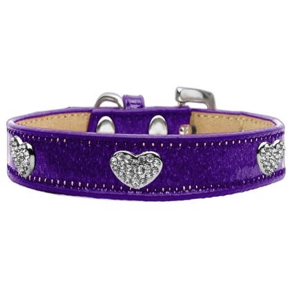 Crystal Heart Dog Collar Purple Ice Cream Size 10
