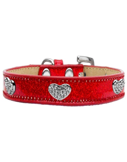 Crystal Heart Dog Collar Red Ice Cream Size 10