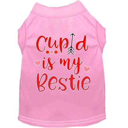 Cupid is my Bestie Screen Print Dog Shirt Light Pink Lg