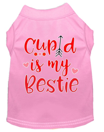 Cupid is my Bestie Screen Print Dog Shirt Light Pink Lg