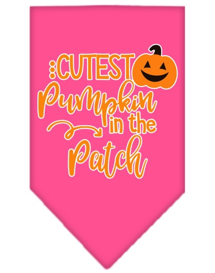 Cutest Pumpkin in the Patch Screen Print Bandana Bright Pink Large