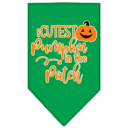 Cutest Pumpkin in the Patch Screen Print Bandana Emerald Green Large