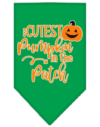 Cutest Pumpkin in the Patch Screen Print Bandana Emerald Green Large