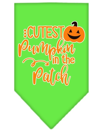 Cutest Pumpkin in the Patch Screen Print Bandana Lime Green Large