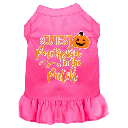 Cutest Pumpkin in the Patch Screen Print Dog Dress Bright Pink 4X