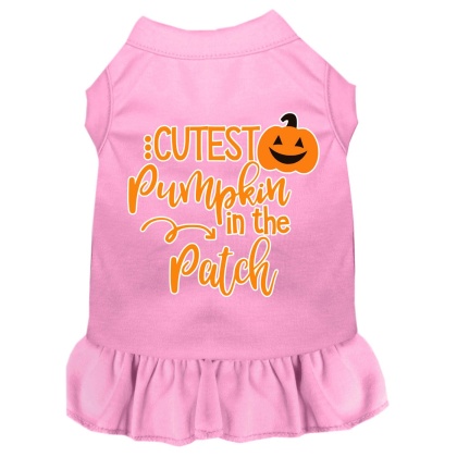 Cutest Pumpkin in the Patch Screen Print Dog Dress Light Pink 4X