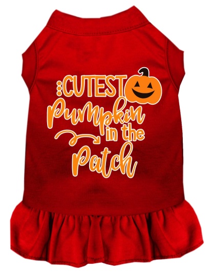 Cutest Pumpkin in the Patch Screen Print Dog Dress Red 4X