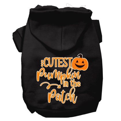Cutest Pumpkin in the Patch Screen Print Dog Hoodie Black L