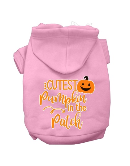 Cutest Pumpkin in the Patch Screen Print Dog Hoodie Light Pink L
