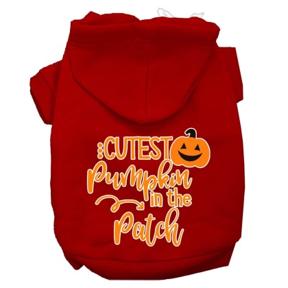 Cutest Pumpkin in the Patch Screen Print Dog Hoodie Red L