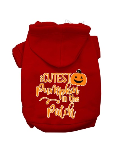 Cutest Pumpkin in the Patch Screen Print Dog Hoodie Red L