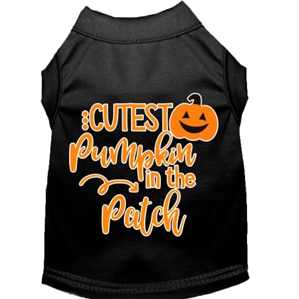 Cutest Pumpkin in the Patch Screen Print Dog Shirt Black Lg