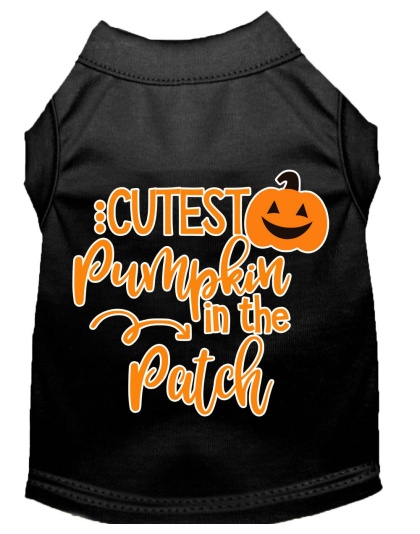Cutest Pumpkin in the Patch Screen Print Dog Shirt Black Lg