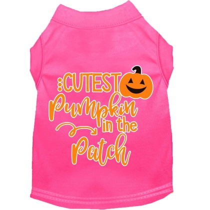 Cutest Pumpkin in the Patch Screen Print Dog Shirt Bright Pink Lg