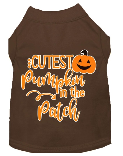 Cutest Pumpkin in the Patch Screen Print Dog Shirt Brown Lg