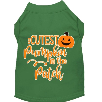 Cutest Pumpkin in the Patch Screen Print Dog Shirt Green Lg