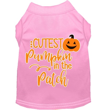 Cutest Pumpkin in the Patch Screen Print Dog Shirt Light Pink Lg