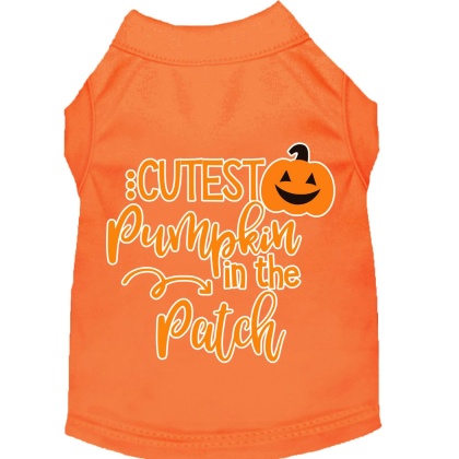 Cutest Pumpkin in the Patch Screen Print Dog Shirt Orange Lg
