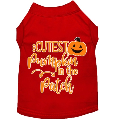 Cutest Pumpkin in the Patch Screen Print Dog Shirt Red Lg