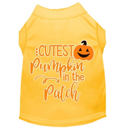 Cutest Pumpkin in the Patch Screen Print Dog Shirt Yellow Lg