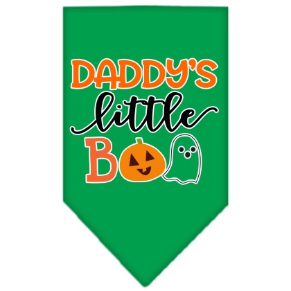 Daddy's Little Boo Screen Print Bandana Emerald Green Large