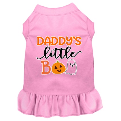 Daddy's Little Boo Screen Print Dog Dress Light Pink 4X