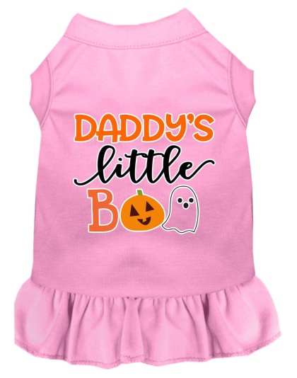 Daddy's Little Boo Screen Print Dog Dress Light Pink 4X