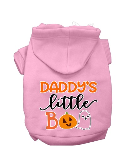 Daddy's Little Boo Screen Print Dog Hoodie Light Pink L