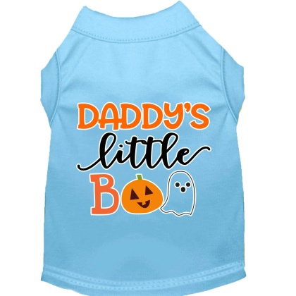 Daddy's Little Boo Screen Print Dog Shirt Baby Blue Lg