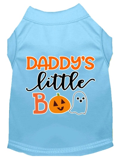Daddy's Little Boo Screen Print Dog Shirt Baby Blue Lg