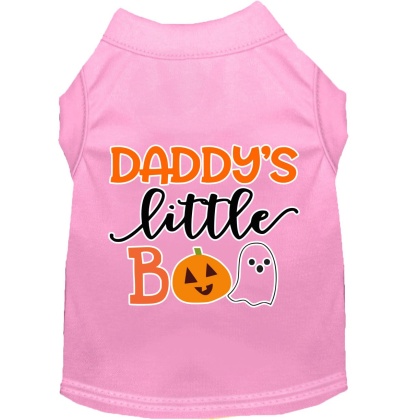 Daddy's Little Boo Screen Print Dog Shirt Light Pink Lg