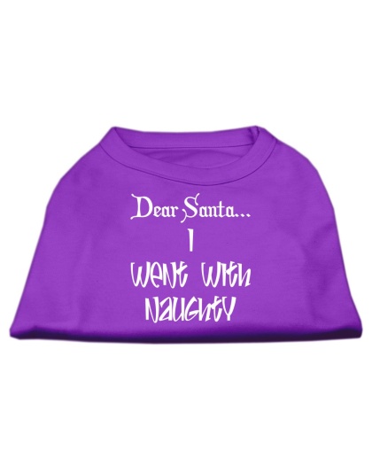 Dear Santa I Went with Naughty Screen Print Shirts Purple Lg