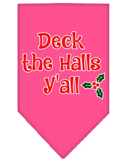 Deck the Halls Y'all Screen Print Bandana Bright Pink Large