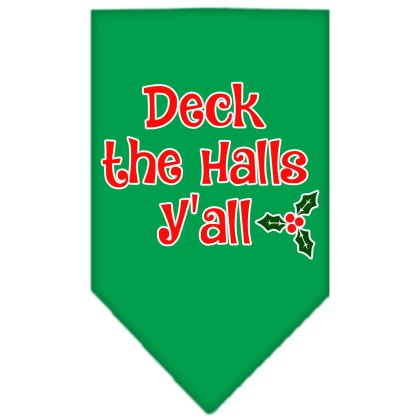 Deck the Halls Y'all Screen Print Bandana Emerald Green Large
